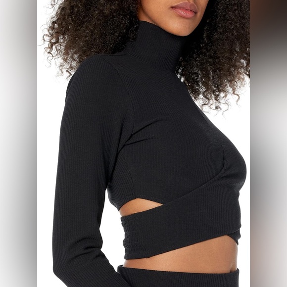 NWT The Drop x Porsha Williams Black Twisted Waist Long Sleeve Crop Top~$30~S - Picture 1 of 10